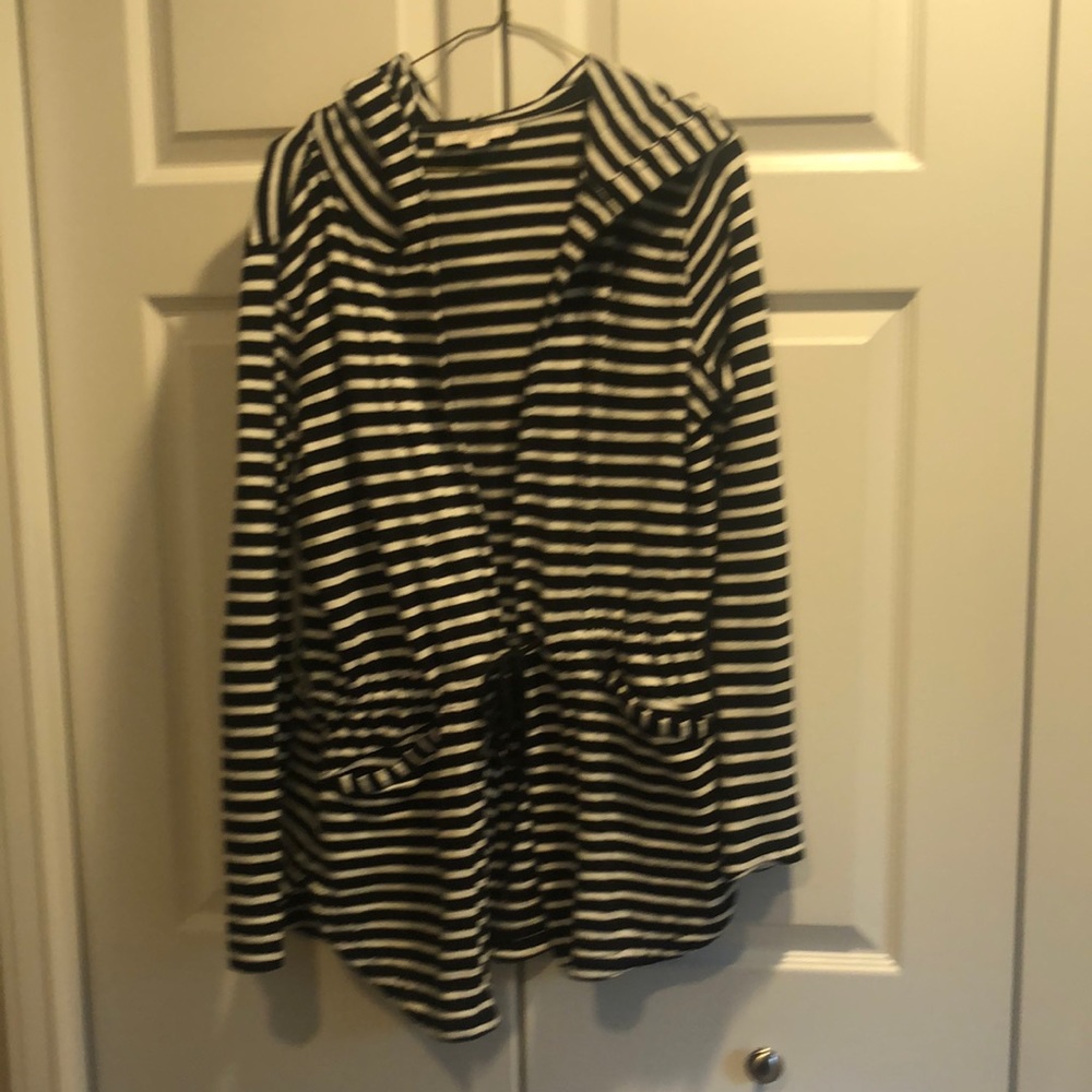 Loft size M tie waist striped sweatshirt